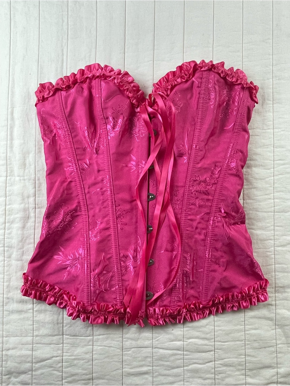 Strapless Pink Satin Corset Top Small